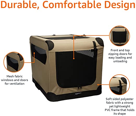 Photo 2 of Amazon Basics Portable Folding Soft Dog Travel Crate Kennel
