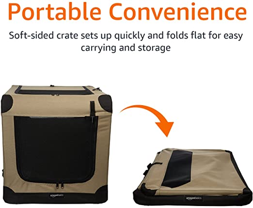 Photo 3 of Amazon Basics Portable Folding Soft Dog Travel Crate Kennel
