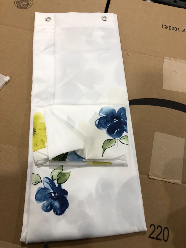 Photo 2 of Blue and Yellow Watercolor Flower Shower Curtain?Waterproof Floral Shower Curtains for Bathroom,Reinforced Metal Grommets?Easy Care with 12 Hooks,72"x72"

