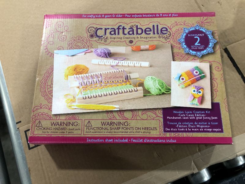 Photo 2 of Craftabelle – Wooden Loom Creation Kit – Beginner Knitting Loom Kit – 19pc Weaving Set with Yarn and Frame – DIY Craft Kits for Kids Aged 8 Years +
