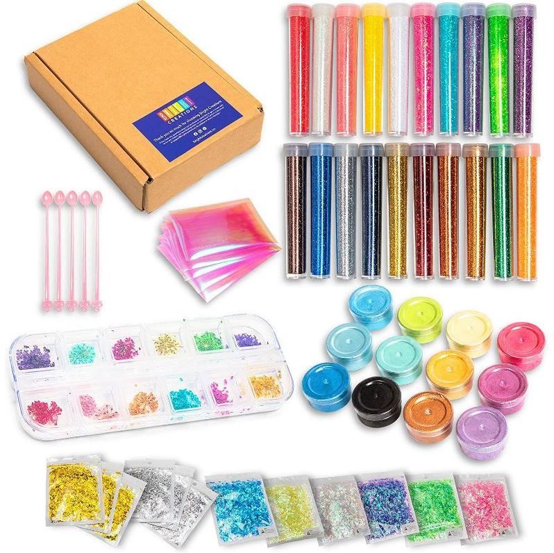 Photo 1 of Bright Creations 82 Pieces DIY Resin Jewelry Making Starter Kit with Glitter Powder for Beginners, Art and Craft Projects