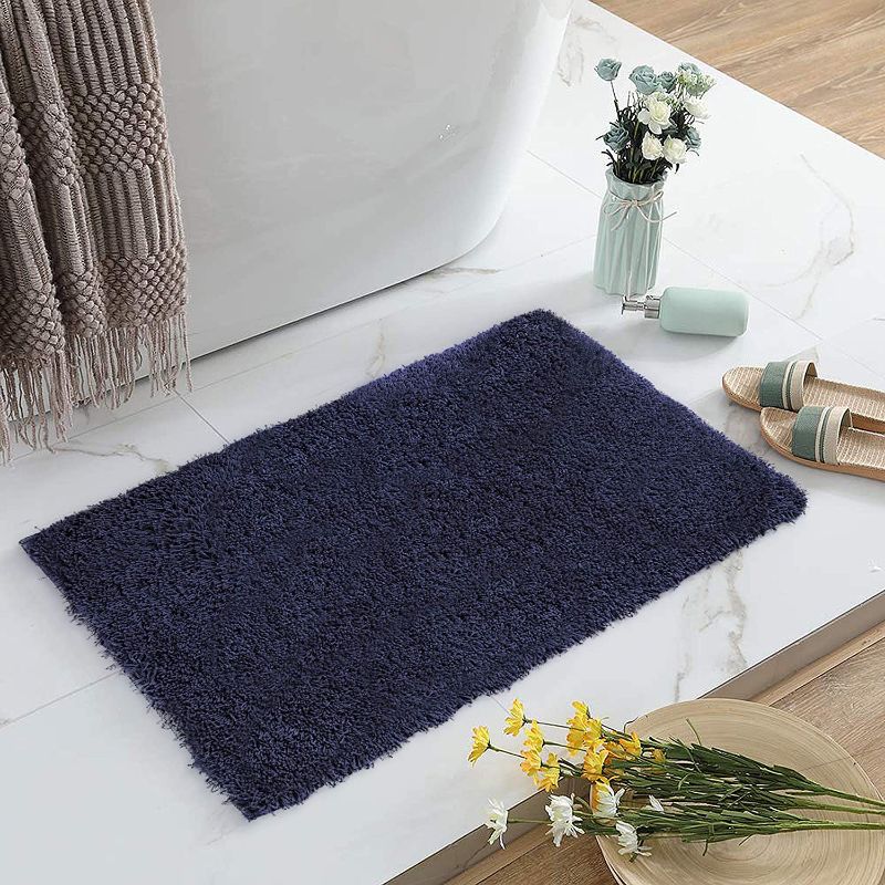 Photo 1 of Area Rug|COSY HOMEER Super Soft Indoor Bathroom Runner Bath Mat Non Slip,Machine Washable Accent Fur Rugs for Living Room Decor Dining Floor 24x36 Inch(Navy Blue)