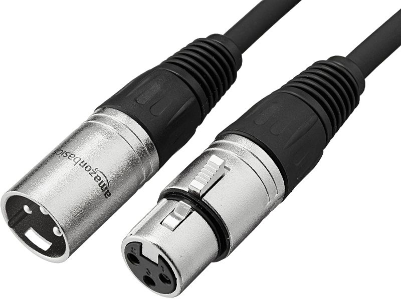 Photo 1 of Amazon Basics XLR Male to Female Microphone Cable - 6 Feet, Black