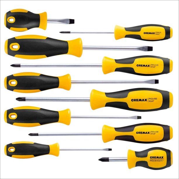 Photo 1 of  Set 10 PCS, CREMAX Professional Cushion Grip 5 Phillips and 5 Flat Head Tips Screwdriver Non-Slip for Repair Home Improvement Craft