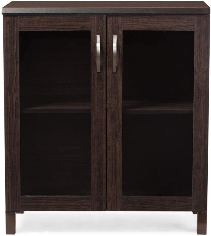 Photo 1 of Baxton Studio Wholesale Interiors Sintra Sideboard Storage Cabinet with Glass Doors, Dark Brown
