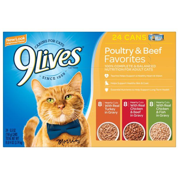 Photo 1 of 9Lives Hearty Cuts Gravy Favorites Wet Cat Food Variety Pack, 5.5-Ounce Cans (Pack of 12) 4 each: Real Chicken & Fish In Gravy, Real Veal In Gravy, Real Beef & Chicken In Gravy
