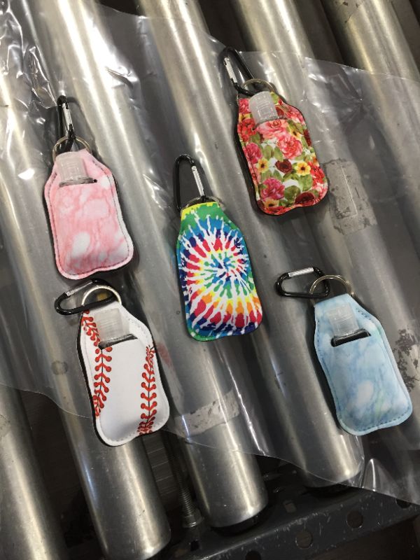 Photo 3 of 20PCS Hand Sanitizer Holder Keychain Set, Travel Size Bottle Holder Refillable Containers for Soap, Lotion, and Liquids with 5 Woven Key Chains, 5 Carabiner Clip, 5 pcs 30 ML Flip Cap Reusable Bottles
