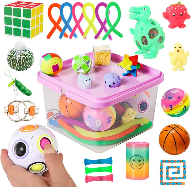 Photo 1 of 27 Pack Sensory Fidget Toys Set Fidget Pack with Pop Toys Mini Pop Dimple Sensory Toys for Kids Girls Boys Adults Relieves Stress Squeeze Toy for Birthday Party
