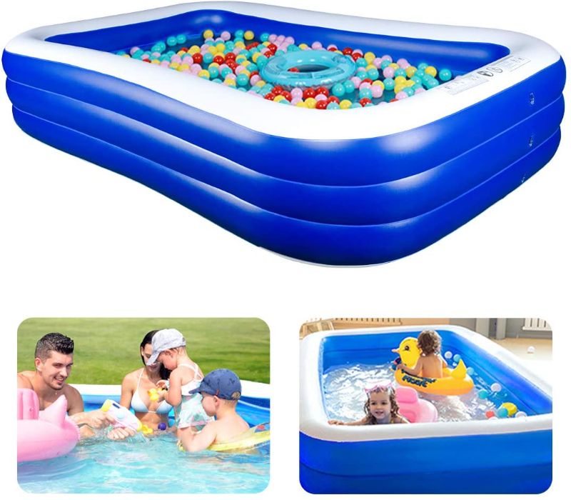 Photo 1 of Inflatable Pool Kiddie Pool, 130" x 72" x 20" Family Swim Center Rectangular Swimming Pools for Kids, Adults, Babies, Toddlers, Outdoor, Backyard, Garden, Summer Pool Party
