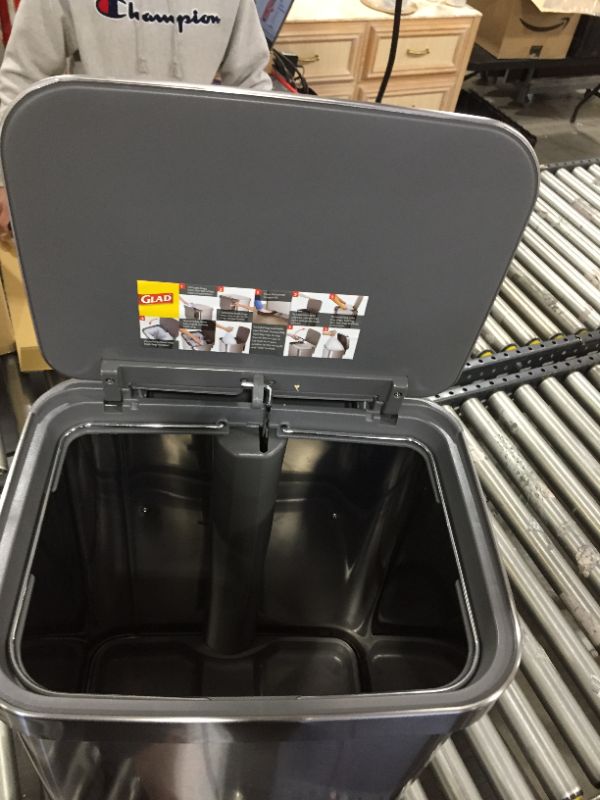 Photo 3 of 13 Gal. ALL Stainless Steel Step-On Large Metal Kitchen Trash Can w/Clorox Odor Protection and Soft-Closing Lid