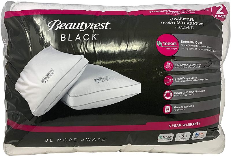 Photo 1 of BeautyRest Black Luxurious Down Alternative Pillows 400 Thread Jumbo - 2 Pack
