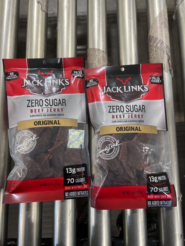 Photo 1 of 2pck jack links zero sugar jerky Exp.02/14/22