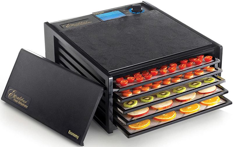 Photo 1 of Excalibur 2500ECB 5-Tray Food Dehydrator with Adjustable Thermostat for Temperature Control Patented Technology for Faster and Efficient 8 Square Feet, Black
