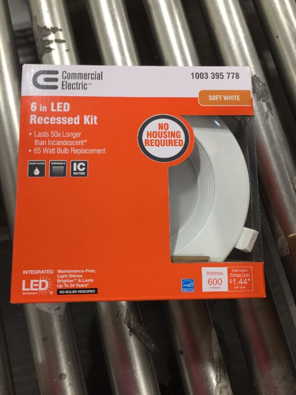 Photo 2 of Commercial electric 6 in recessed led light white kit G1TP120RT6T30 NEW
4 PACK