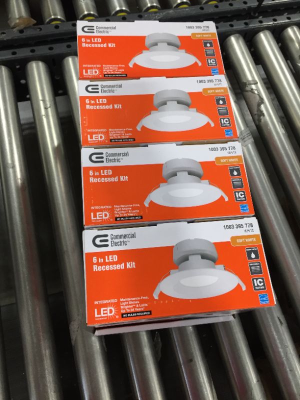 Photo 3 of Commercial electric 6 in recessed led light white kit G1TP120RT6T30 NEW
4 PACK