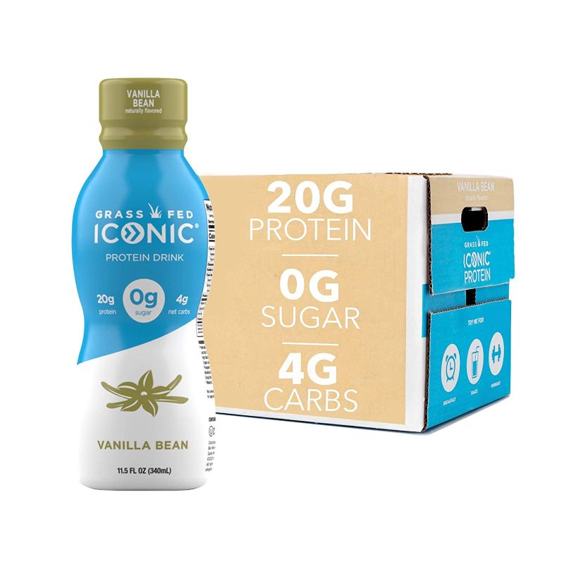 ICONIC Low Carb High Protein Drinks, Bean, Vanilla, 11.5 Fl Oz (Pack of