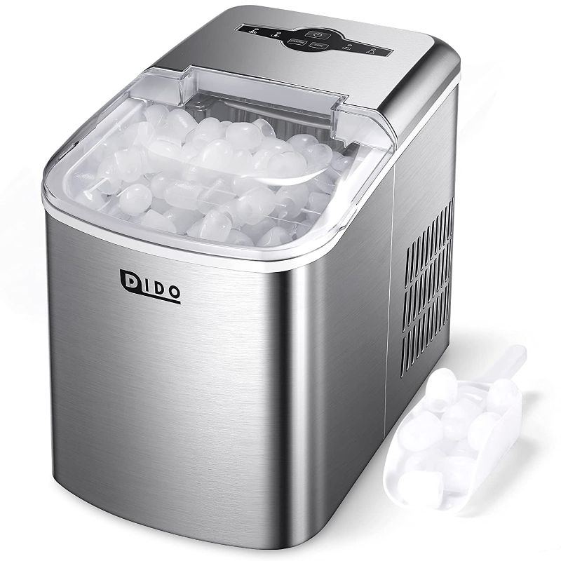 Photo 1 of DIDO Ice Maker Machine for Countertop, 33Lbs Clear Ice Cubes in 24hrs, 9pcs/6-9mins, Auto Self-Cleaning Portable Electric Ice Makers, Full Stainless Steel, Ice Scoop & Basket for Home/Bar/Office/Party