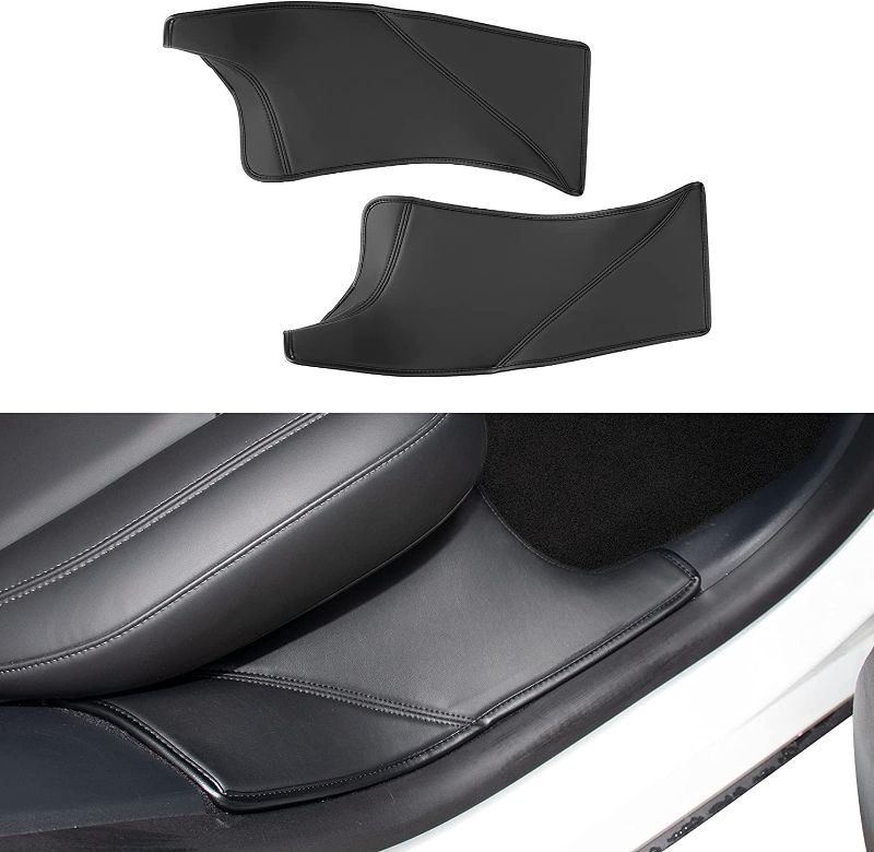 Photo 1 of Basenor Tesla Model Y Rear Door Entry Protector Mat Leather Liner for 2022 2021 2020 Tesla Model Y
