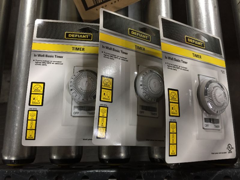Photo 1 of 15 Amp 24-Hour Indoor In-Wall Mechanical Timer Switch, White 3 pack
