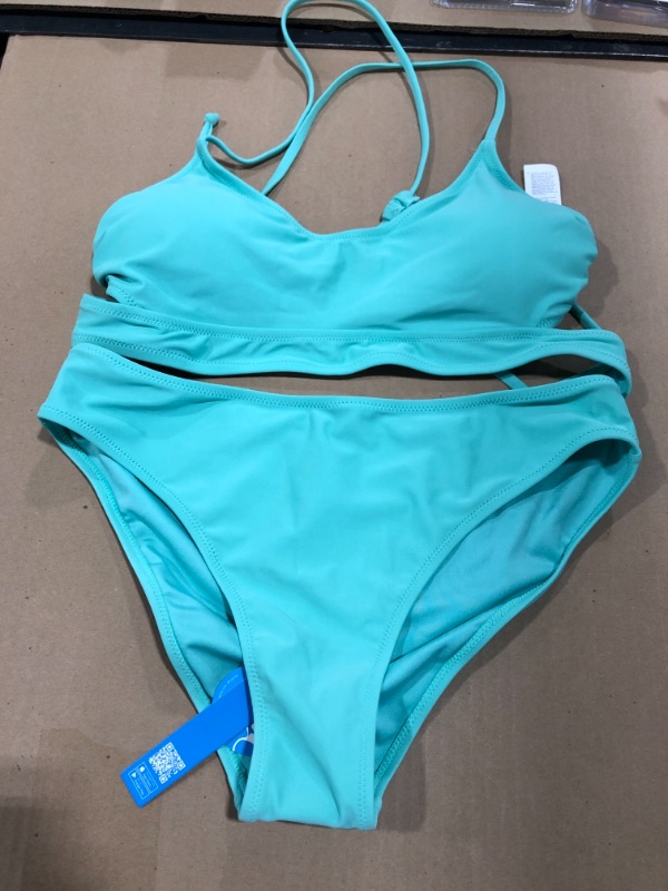 Photo 1 of Danielle Lace Up Back Tie Ruched Bikini SIZE L 
