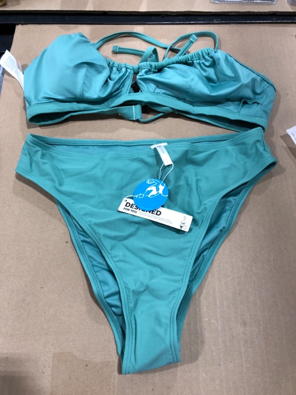 Photo 1 of 2 PIECE CUPSHE SWIMWEAR SIZE L ( LIGHT GREEN ) 