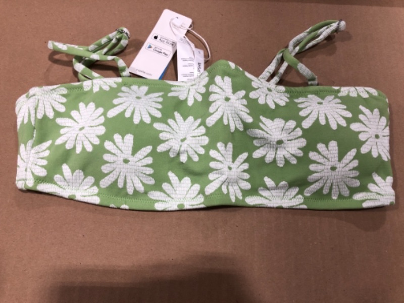 Photo 2 of Light Green Floral Bandeau Bikini Top SIZE L 
