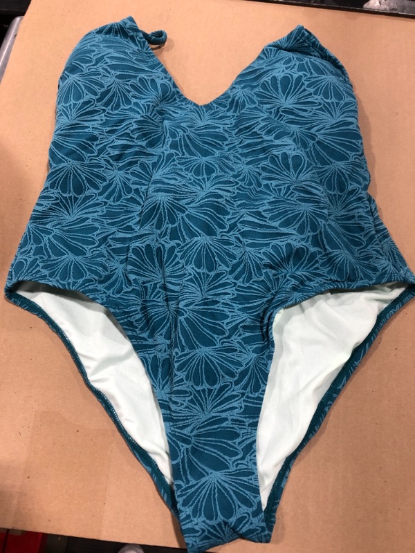 Photo 2 of Flourishing Floral Plunge One Piece Swimsuit SIZE L 
