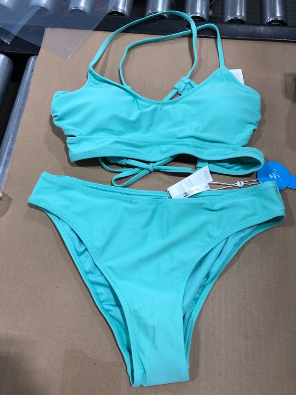Photo 1 of Danielle Lace Up Back Tie Ruched Bikini SIZE M 
