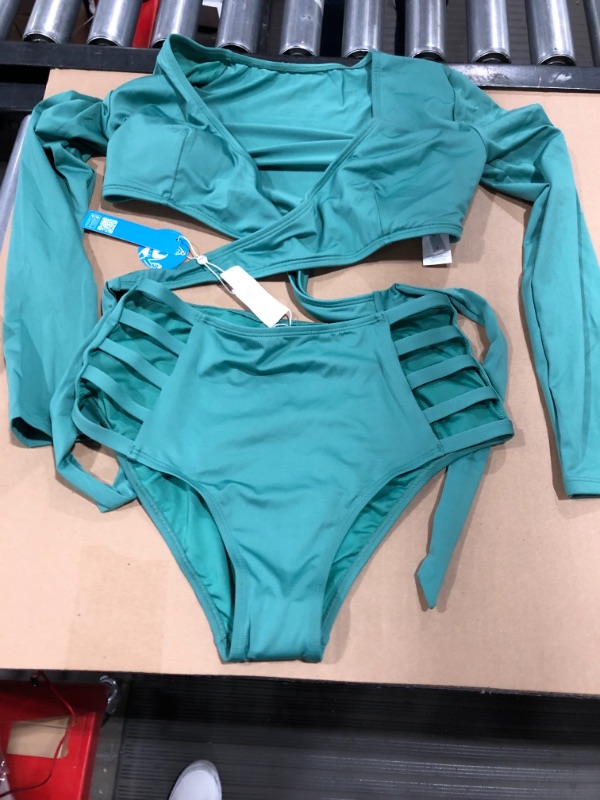 Photo 2 of Vivienne Green Wrap Long Sleeve Bikini SIZE M 
