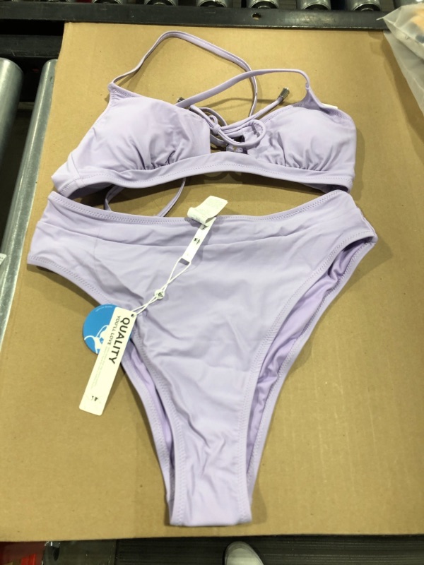 Photo 2 of Purple Lace Up High Waisted Bikini SIZE L 
