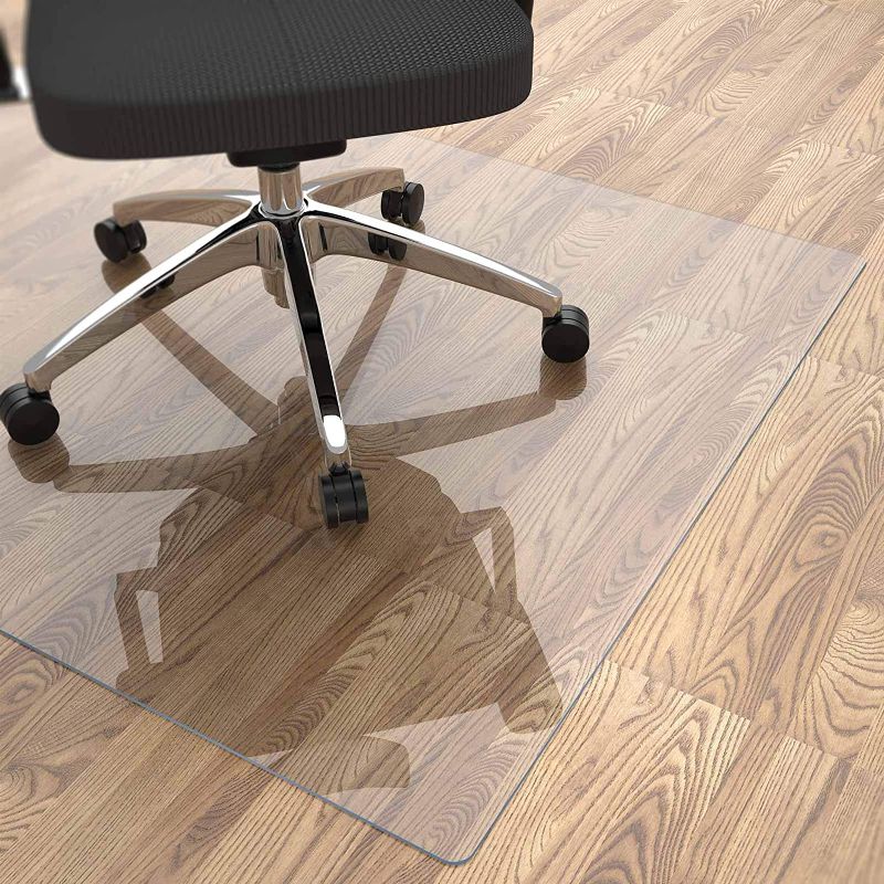Photo 1 of Yecaye Office Chair Mat for Hardwood Floor, 48"×36" Clear Office Floor Mat, Computer&Desk Chair Mat, 2mm Thick PVC Heavy Duty Floor Protector Chair Mats for Rolling Chairs, Can't be Used on Carpet
