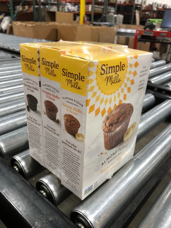 Photo 1 of Simple Mills, Baking Mix Variety Pack, Banana Muffin & Bread, Chocolate Muffin & Cake, Pumpkin Muffin & Bread Variety Pack, 3 Count (Packaging May Vary)
EXPIRES 02/10/2022