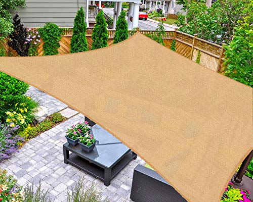 Photo 1 of AsterOutdoor Sun Shade Sail Rectangle 8' X 12' UV Block Canopy for Patio Backyard Lawn Garden Outdoor Activities, Sand
