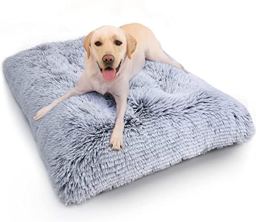 Photo 1 of WAYIMPRESS Large Dog Crate Bed Crate Pad Mat for Medium Small Dogs&Cats,Fulffy Faux Fur Kennel Pad Comfy Self Warming Non-Slip Dog Beds for Sleeping and Anti Anxiety
