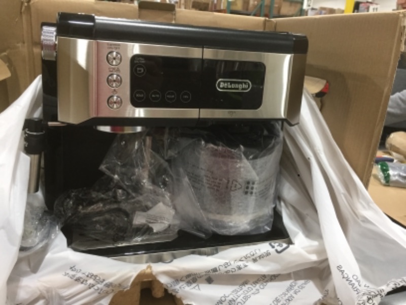 Photo 3 of De'Longhi All-in-One Combination Coffee Maker & Espresso Machine + Advanced Adjustable Milk Frother for Cappuccino & Latte + Glass Coffee Pot 10-Cup, COM532M
