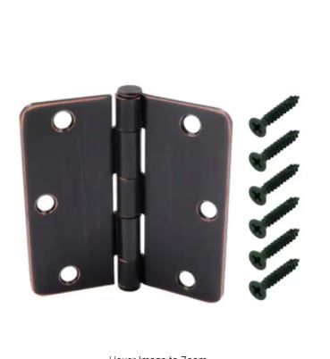 Photo 1 of 5 pack- 3-1/2 in. 1/4 in. Radius Oil-Rubbed Bronze Squeak-Free Door Hinge (3-Pack)
