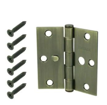 Photo 1 of 10 Pack- Everbilt 3-1/2 in. Antique Brass Square Radius Squeak-Free Door Hinge