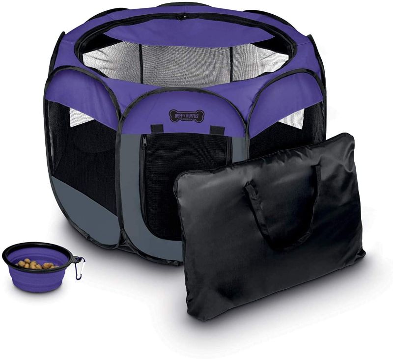 Photo 1 of Ruff 'n Ruffus Portable Foldable Pet Playpen + Free Carrying Case + Free Travel Bowl | Available in 3 Sizes Indoor/Outdoor Water-Resistant Removable Shade Cover
