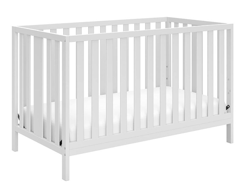 Photo 1 of Storkcraft Pacific 5-in-1 Convertible Crib -(White) – Converts from Baby Crib to Toddler Bed, Daybed and Full-Size Bed, Fits Standard Full-Size Crib Mattress, Adjustable Mattress Support Base
