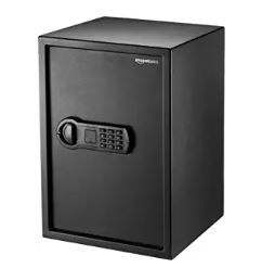 Photo 1 of Amazon Basics Steel Home Security Safe with Programmable Keypad - Secure Documents, Jewelry, Valuables - 1.8 Cubic Feet, 13.8 x 13 x 19.7 Inches, Black
