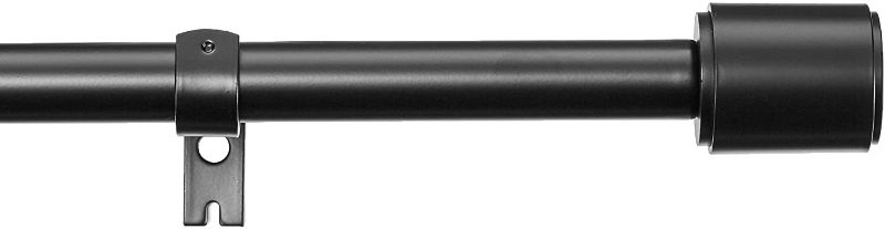 Photo 1 of 1-Inch Wall Curtain Rod with Cap Finials - 72 to 144 Inch, Black
