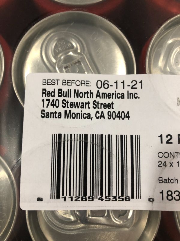 Photo 3 of Red Bull Energy Drink, Watermelon, 12 Fl Oz , Red Edition (Pack of 24)
EXPIRED!*BEST BY:06/11/2021**