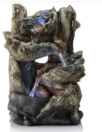 Photo 1 of Alpine Corporation 14" 5-Tier Rainforest Fountain With LED Lights - Brown

