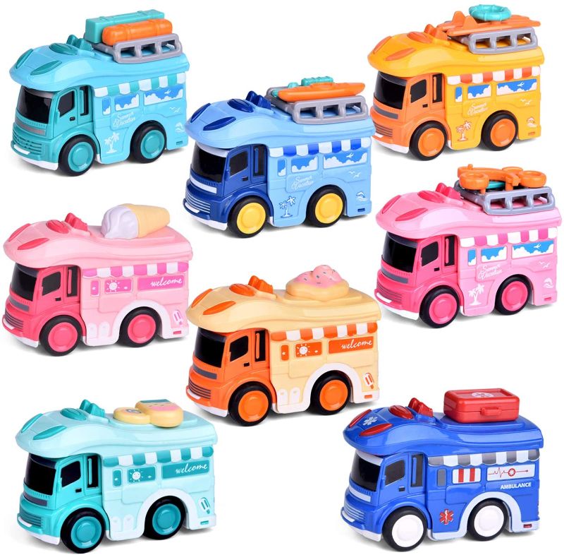 Photo 1 of FUN LITTLE TOYS 8 PCs Pull Back Cars Toys, Friction Powered Ice Cream Die-Cast Cars for Kids, Car Toys for Girls & Boys
