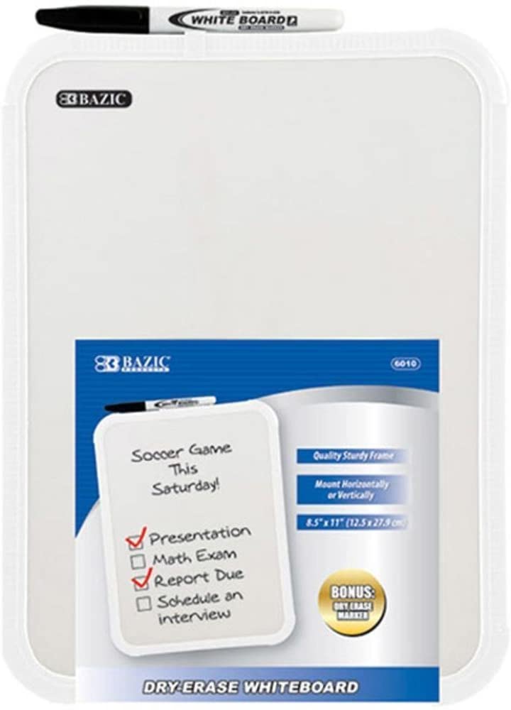 Photo 1 of 3 Pk, BAZIC Dry-Erase Whiteboard Including a Dry Erase Marker - 8.5 X 11 Inch
