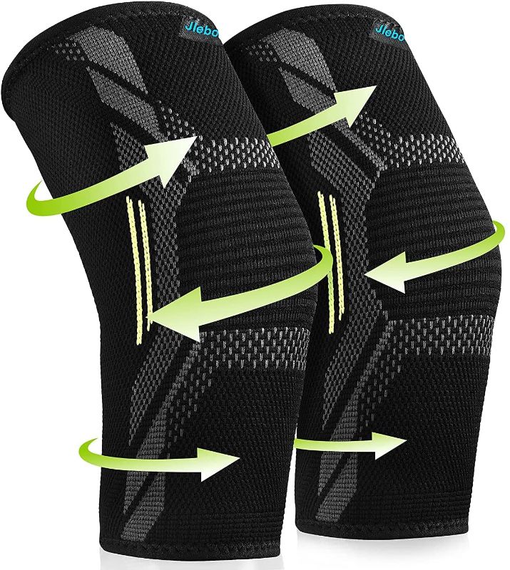 Photo 1 of 2 Pack Knee Braces Sleeves for Knee Pain Knee Support Women Men - JLebow Compression Knee Brace for Working Out, Running, Gym, Fitness, Weightlifting ? High Stretch Knee Pads for Meniscus Tear, ACL, Arthritis, Joint Pain
