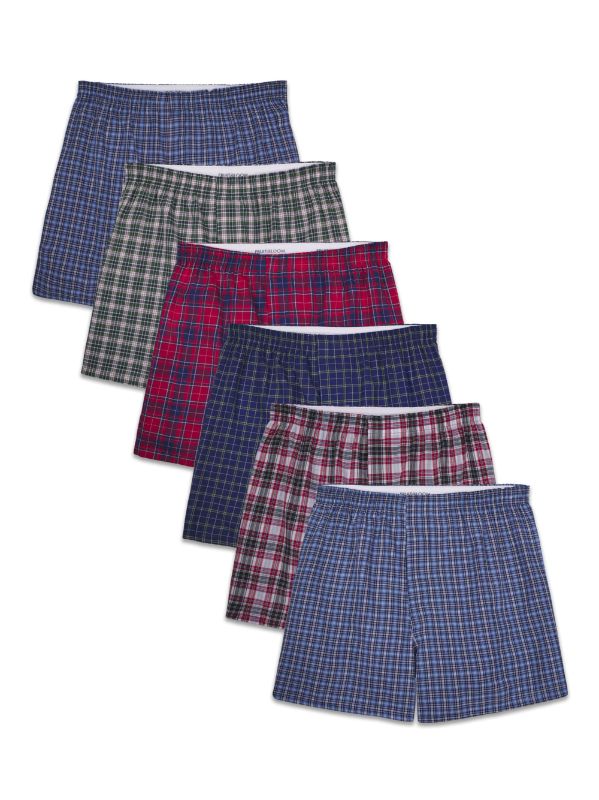 Photo 1 of Fruit of the Loom Men S Woven Tartan Plaid Boxers 6 Pack small 
