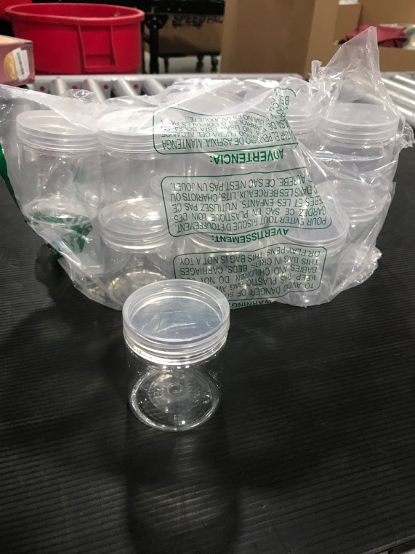 Photo 2 of 15 Pack 6 oz Clear Plastic Round Storage Jars,Plastic Jars with Lids,Clear Plastic Slime Containers for Dry Food,Beads,Jam,Slime, and Cosmetic
