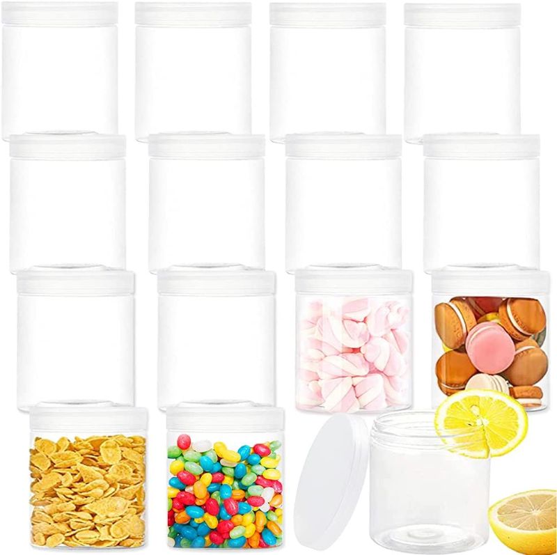 Photo 1 of 15 Pack 6 oz Clear Plastic Round Storage Jars,Plastic Jars with Lids,Clear Plastic Slime Containers for Dry Food,Beads,Jam,Slime, and Cosmetic
