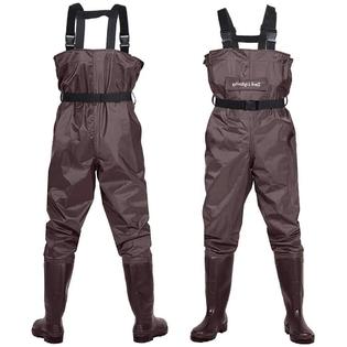 Photo 1 of Dark Lightning Fly Fishing Waders for Men and Women with Boots, Mens/Womens High Chest Wader with Boot Hanger (Brown, M7/W9) (unknown size, seems Large)
